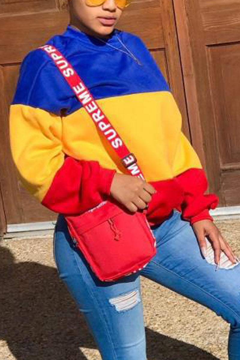 Plus Size Color Block Long Sleeve Top