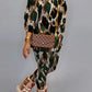 Plus Size Digital Print Round Neck Two Piece Sets