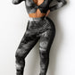 Pleated Tie Dye Zipper Collar Two Piece Sets