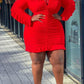 Plus Size Flounced Off The Shoulder Pleated Mini Dress