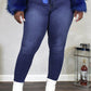 Plus Size Denim Colorful Bandage High Waist Jeans