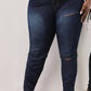 Plus Size Denim Back Colorful Bandage Hole Jeans