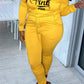 Plus Size Boat Neck Letter Print Two Piece Sets