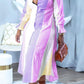 Plus Size Colorful Striped Patchwork Pleated Shirt Dress
