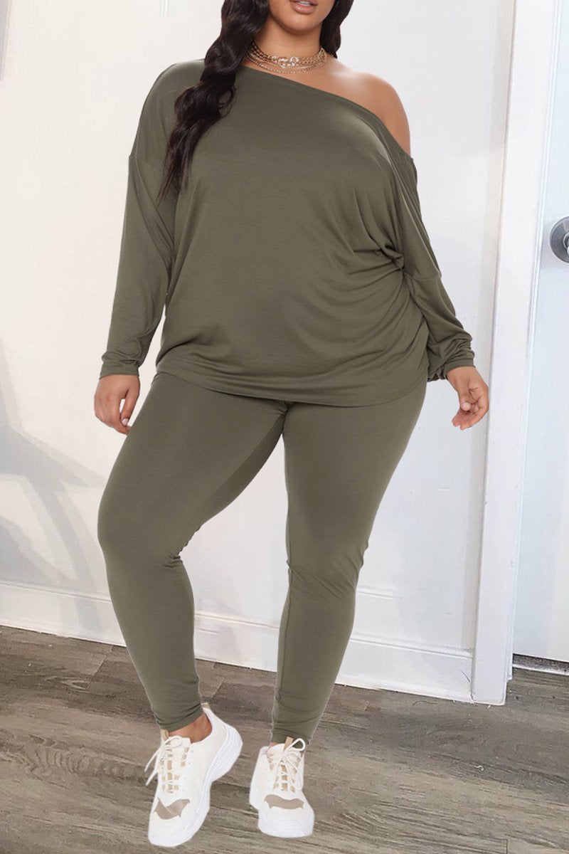 Plus Size Deep V-Neck Twisted Two Piece Sets