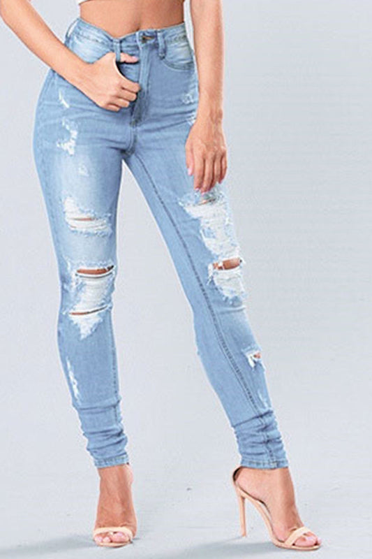 Plus Size Denim Hole Distressed Jeans