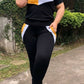 Plus Size Color Patchwork Two Piece Sets