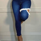 Plus Size Denim Hole Tassels High Waist Jeans