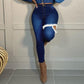 Plus Size Denim Hole Tassels High Waist Jeans