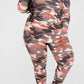 Plus Size Camouflage Print Irregular Two Piece Sets