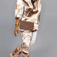 Plus Size Digital Print Round Neck Two Piece Sets