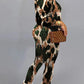 Plus Size Digital Print Round Neck Two Piece Sets