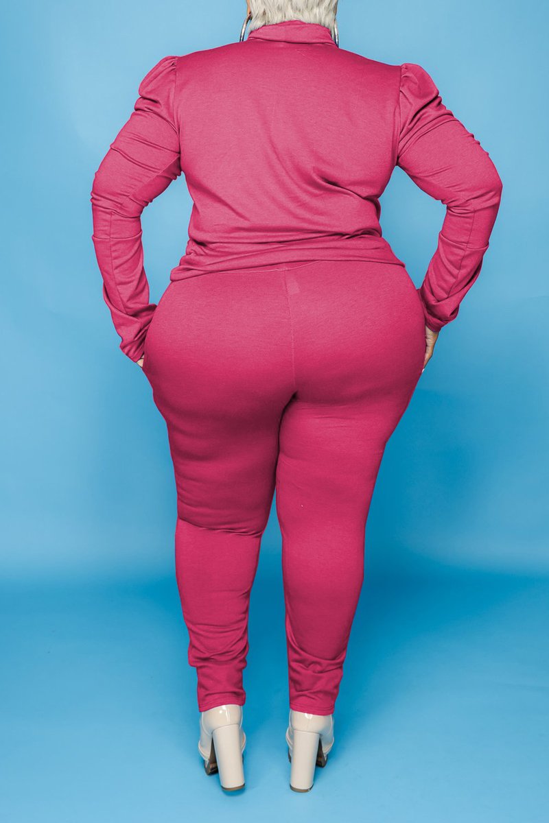 Plus Size Cowl Neck Wrinkled Two Piece Sets