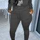 Plus Size Boat Neck Letter Print Two Piece Sets