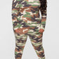 Plus Size Camouflage Print Irregular Two Piece Sets