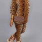 Plus Size Digital Print Round Neck Two Piece Sets
