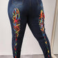 Plus Size Denim Back Colorful Bandage Hole Jeans
