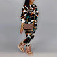 Plus Size Digital Print Round Neck Two Piece Sets