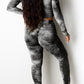 Pleated Tie Dye Zipper Collar Two Piece Sets
