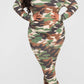 Plus Size Camouflage Print Irregular Two Piece Sets