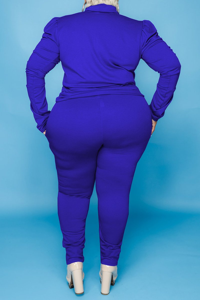 Plus Size Cowl Neck Wrinkled Two Piece Sets