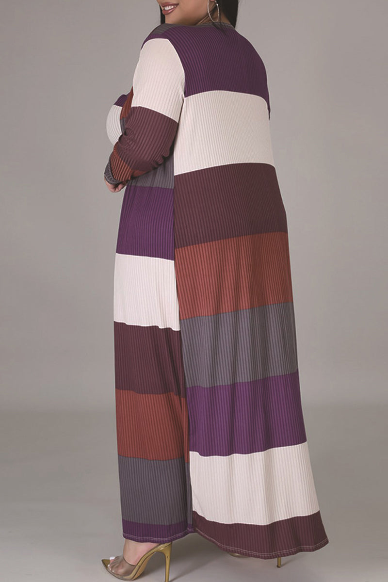 Plus Size Color Patchwork Two Piece Sets