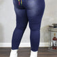 Plus Size Denim Colorful Bandage High Waist Jeans