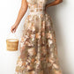Plus Size Floral Embroidered Halter Neck Maxi Dress