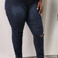 Plus Size Denim Back Colorful Bandage Hole Jeans