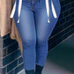 Plus Size Denim Strapped Hole Skinny Jeans