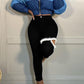 Plus Size Denim Hole Tassels High Waist Jeans