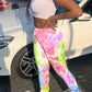 Pleated Tie Dye Drawstring Waist Pants