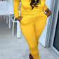 Plus Size Boat Neck Letter Print Two Piece Sets