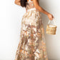 Plus Size Floral Embroidered Halter Neck Maxi Dress