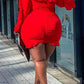 Plus Size Flounced Off The Shoulder Pleated Mini Dress